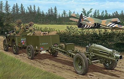 英 1/4ton兵員車+75mmパックハウザー+降下兵4体 英 1/4ton兵員車+75mmパックハウザー+降下兵4体