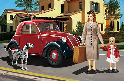 FAIT500トッポリーノ+女性と女児＆犬