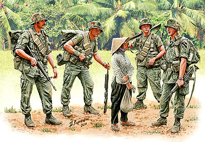 予約 米 第一空挺騎兵師団4体+民間女性1体ベトナム